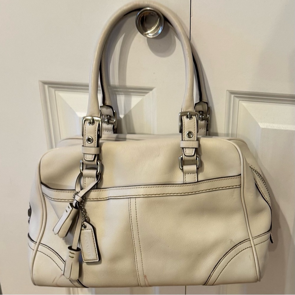 Coach handbag satchel cream off white bone No J050_8A69